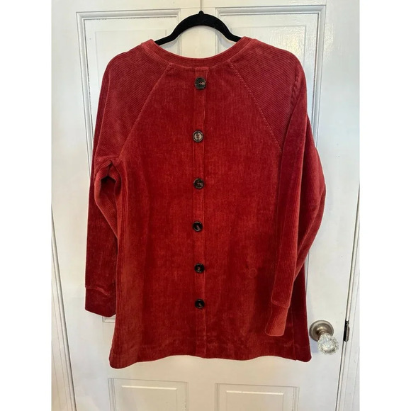 Soft Surroundings Rust Ribbed Sweater with Buttons on Back size S‎ EUC - Picture 3 of 3